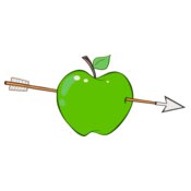 green apple with arrow through it