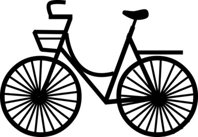 Bike with basket black line art